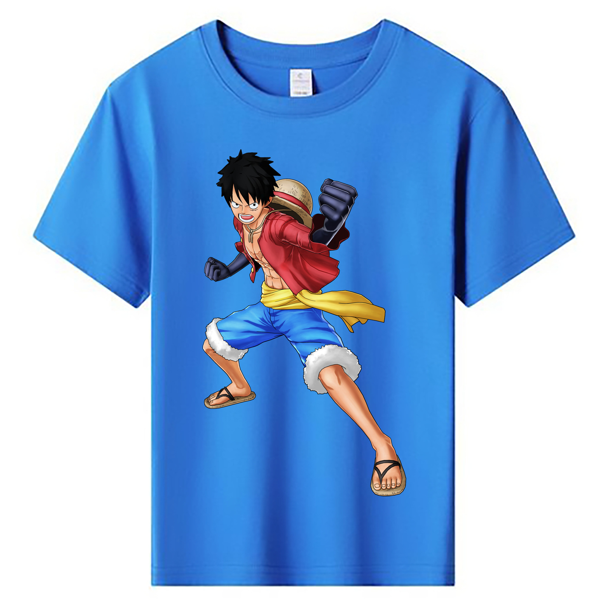 ワンピース モンキー・D・ルフィ ONE PIECE Monkey D. Luffy 綿100％キッズTシャツ（フロントプリント）